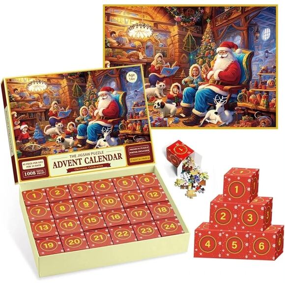 24 Day Advent Calendar 2025 1008 PC Puzzle in 24 Boxes 42 PCs A Day s20 - Picture 2 of 3